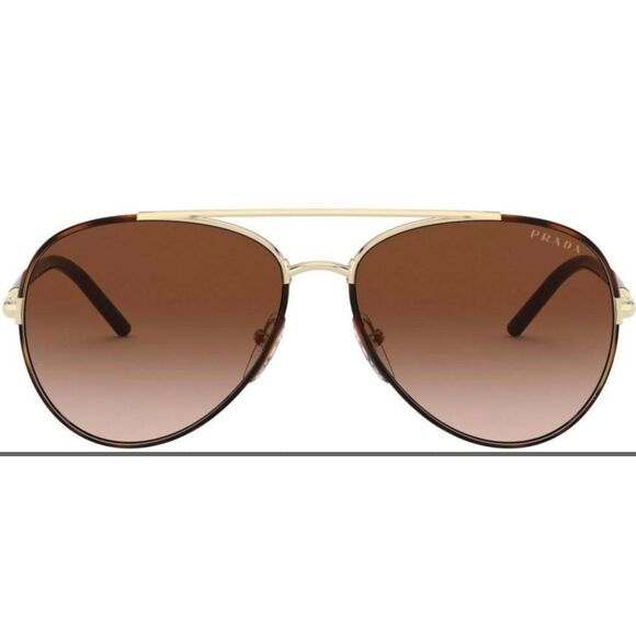 Prada PR 66XS 2AU6S1 Havana Metal Round Sunglasses Brown Gradient Lens - Picture 2 of 10